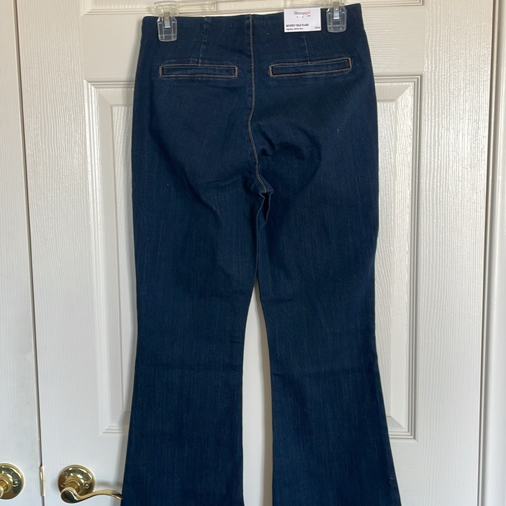 New! Skinnygirl High Rise Beverly Hills Pull-On Flare Dark Blue Jeans Size 27/4 - Picture 7 of 9
